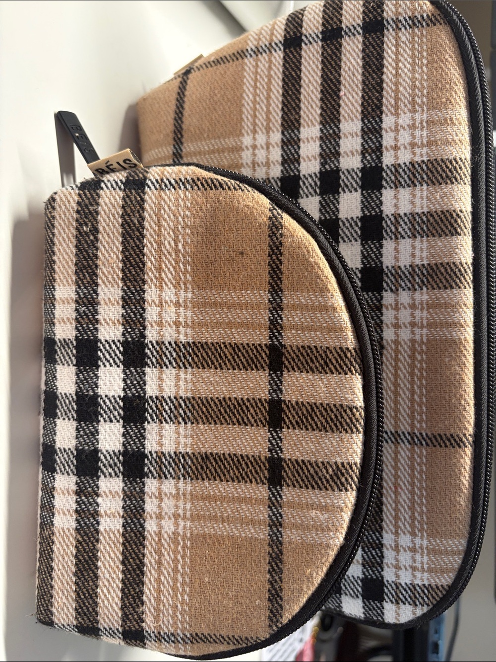 Beis Cosmetic Pouch Set in Plaid